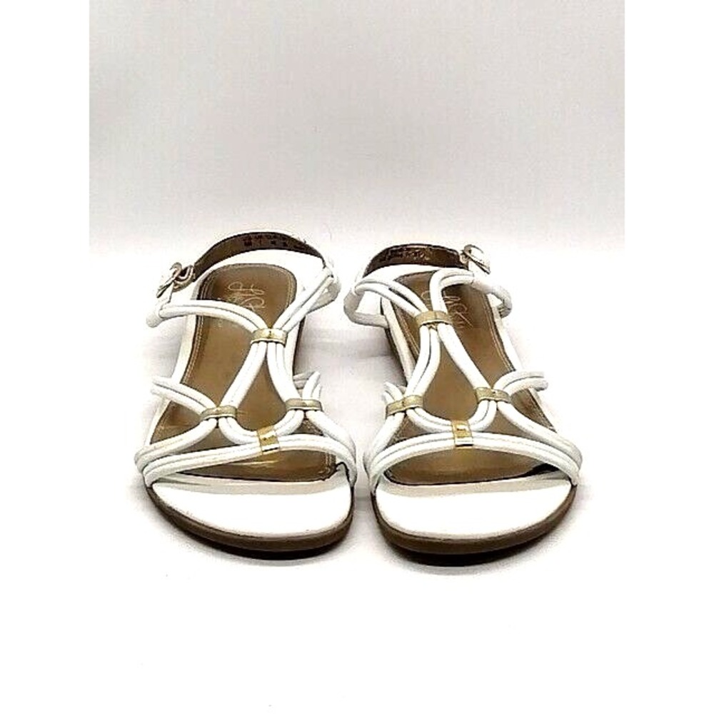 Life Stride Shoes Womens Sandals Flirt White‎ Slingback Buckle Strap Flat Heel 9